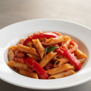 Penne with Pomodoro Sauce and Roasted Peppers