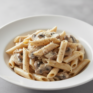 Penne with Alfredo Sauce and Mushrooms