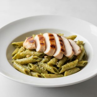 Penne with Pesto Sauce and Grilled Chicken