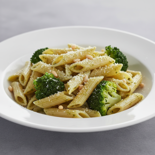 Penne with Pesto Sauce and Broccoli