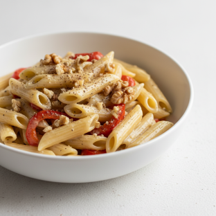 Penne with Gorgonzola Sauce and Roasted Peppers