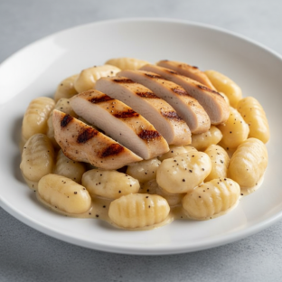 Gnocchi with Alfredo Sauce and Grilled Chicken