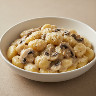 Gnocchi with Alfredo Sauce and Mushrooms