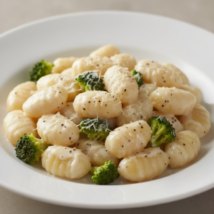 Gnocchi with Alfredo Sauce and Broccoli