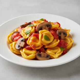 Cheese Tortellini with Pomodoro Sauce and Mushrooms