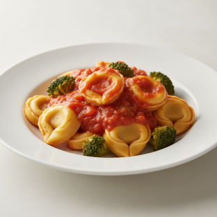 Cheese Tortellini with Pomodoro Sauce and Broccoli