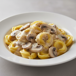 Cheese Tortellini with Alfredo Sauce and Mushrooms