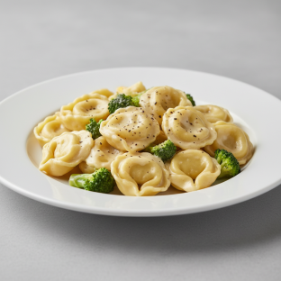 Cheese Tortellini with Alfredo Sauce and Broccoli