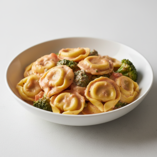 Cheese Tortellini with Vodka Sauce and Broccoli