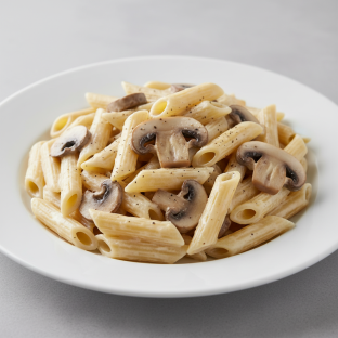 Gluten Free Penne with Alfredo Sauce and Mushrooms