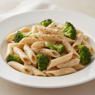 Gluten Free Penne with Alfredo Sauce and Broccoli