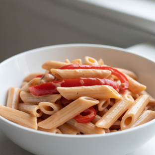 Gluten Free Penne with Vodka Sauce and Roasted Peppers