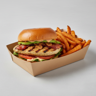 Lemongrass Grilled Chicken Sandwich Box with Sweet Potato Fries