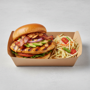Lemongrass Grilled Chicken Sandwich Box with Papaya Salad