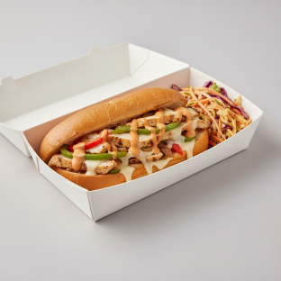 Philly Cheese Chicken Sandwich Box with Spicy Slaw