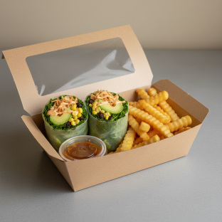 Shredded Lemongrass Chicken Wrap Box with Fries