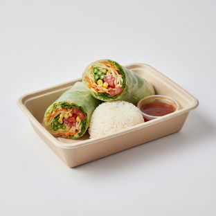 Char Chick Veggie Wrap Box with Sticky Rice