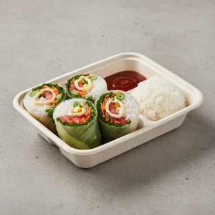 Char Chick Veggie Wrap Box with Sticky Rice