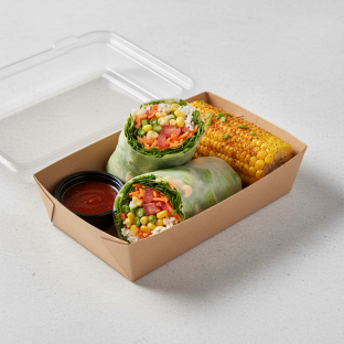 Char Chick Veggie Wrap Box with Zesty Corn off the Cob