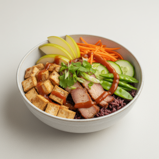 Nut-Free Protein Combo Purple Rice Bowl with Tamarind Sauce (No Cashews)