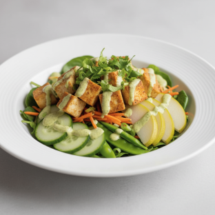 Nut-Free (V) Tofu Salad with Ginger Lime Sauce (No Cashews)