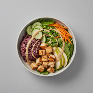 Nut-Free Chicken 50-50 Bowl with "Peanut" Sauce (No Cashews)