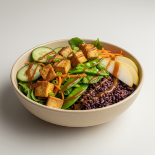 Nut-Free (V) Organic Tofu 50-50 Bowl with Tamarind Sauce (No Cashews)