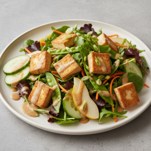Nut-Free (V) Tofu Salad with "Peanut" Sauce (No Cashews)
