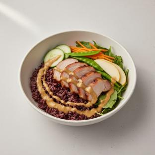 Nut-Free Pork Shoulder 50-50 Bowl with "Peanut" Sauce (No Cashews)