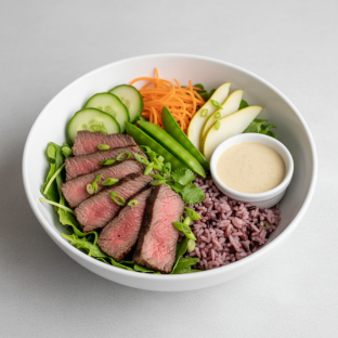 Nut-Free Wagyu Beef 50-50 Bowl with Ginger Lime Sauce (No Cashews)
