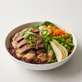 Nut-Free Wagyu Beef 50-50 Bowl with "Peanut" Sauce (No Cashews)