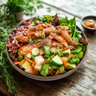 Nut-Free Chicken 50-50 Bowl with Tamarind Sauce (No Cashews)