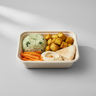 Spinach Rice and Tumeric Chicken With Pita