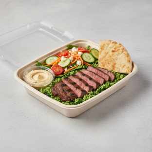 Grilled Steak and Spinach Rice With Salad