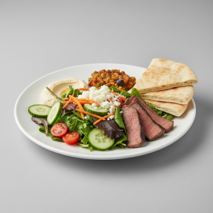 Entree Salad With Grilled Steak and Pita