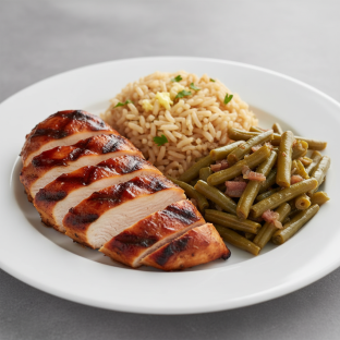 Southwestern BBQ Chicken Breast | Herb Rice Pilaf | Southern Style Green Beans