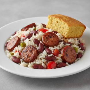 Andouille Rice and Beans Plate