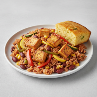 Vegetarian Rice and Beans with Tofu