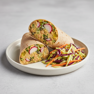 Gluten Free Chickpea Salad Wrap & Superfine Slaw