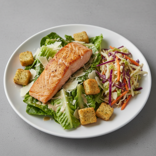 Salmon Caesar Salad & Superfine Slaw