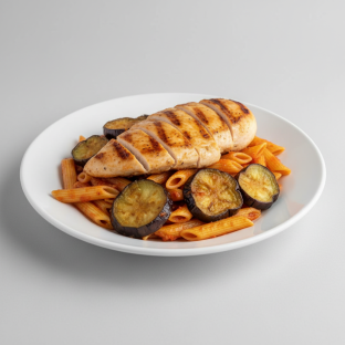 Penne with Eggplant and Grilled Chicken