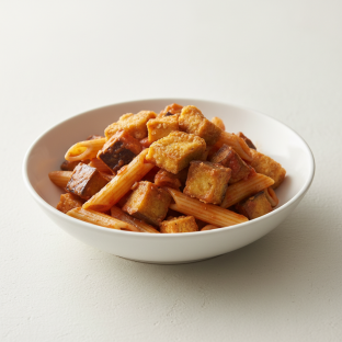 Penne with Eggplant and Fried Tofu