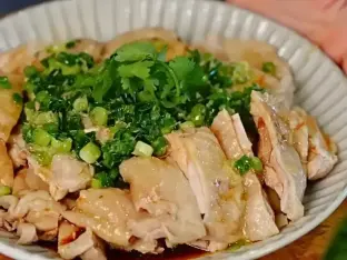 Poached Chicken with Ginger and Scallion Sauce
