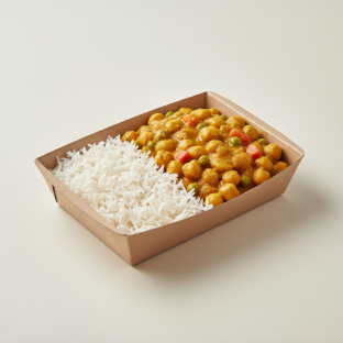 Curry Chickpeas, Vegetables and Basmati Rice