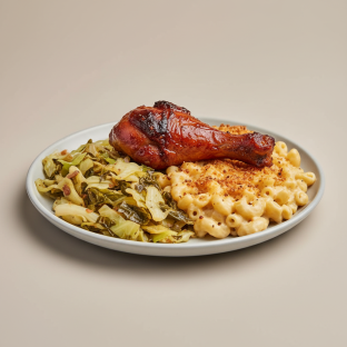 Bbq Jerk Chicken Drums, Mac and Cheese, and Fried Cabbage