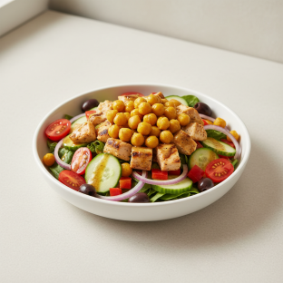 Curry Chickpeas Greek Salad Bowl (no Dairy)