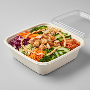 Chicken Bibimbap with Steamed Rice and Spicy Mayo