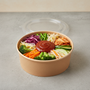 Mix Vegetable Bibimbap with Steamed Rice and Spicy Gochujang