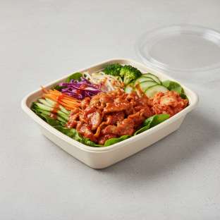 Spicy Pork Bibimbap Box - Fresh Lettuce Base with Spicy Gochujang
