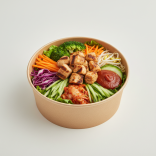 Chicken Bibimbap Box - Fresh Lettuce Base with Spicy Gochujang